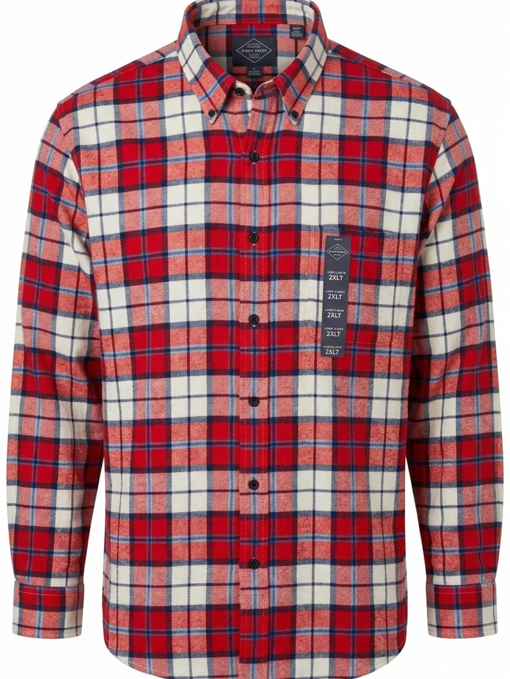 St. John's Bay Men's Red Plaid Button-Down Shirt 2XLT